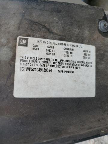 2G1WP521049139624 - 2004 CHEVROLET IMPALA 4D SS BLACK photo 12