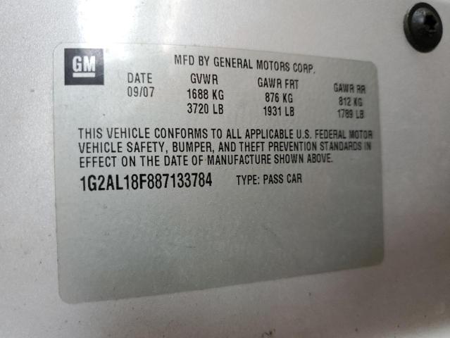 1G2AL18F887133784 - 2008 PONTIAC G5 Argent photo 12