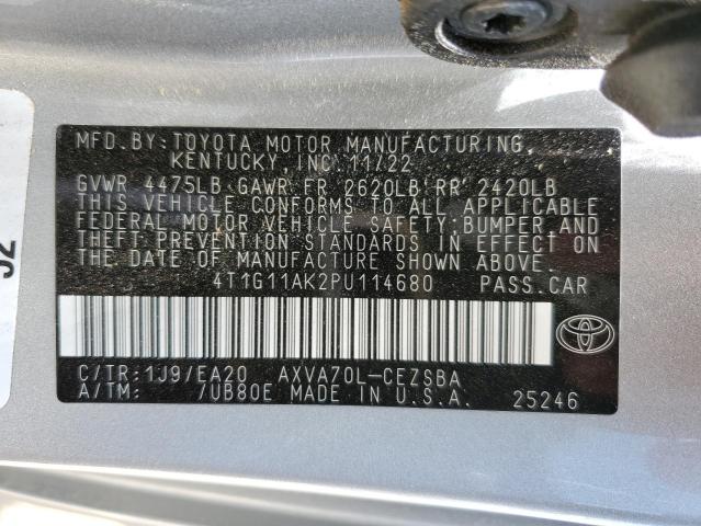 4T1G11AK2PU114680 - 2023 TOYOTA CAMRY SE NIGHT SHADE SILVER photo 12