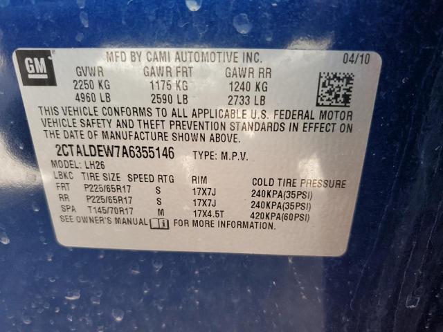 2CTALDEW7A6355146 - 2010 GMC TERRAIN SLE BLUE photo 13