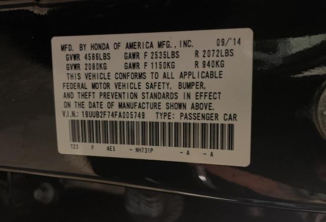 19UUB2F74FA005749 - 2015 ACURA TLX ADVANCE 黑色 照片 10