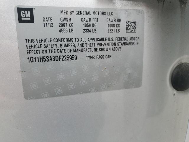 1G11H5SA3DF225959 - 2013 CHEVROLET MALIBU LTZ ვერცხლისფერი ფოტო 12