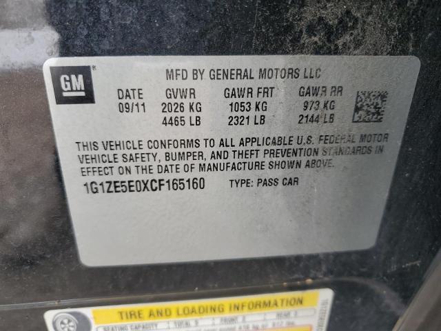 1G1ZE5E0XCF165160 - 2012 CHEVROLET MALIBU LTZ შავი ფოტო 12