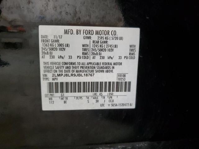 2LMPJ8LR9JBL18767 - 2018 LINCOLN MKX RESERVE Қара фото 12