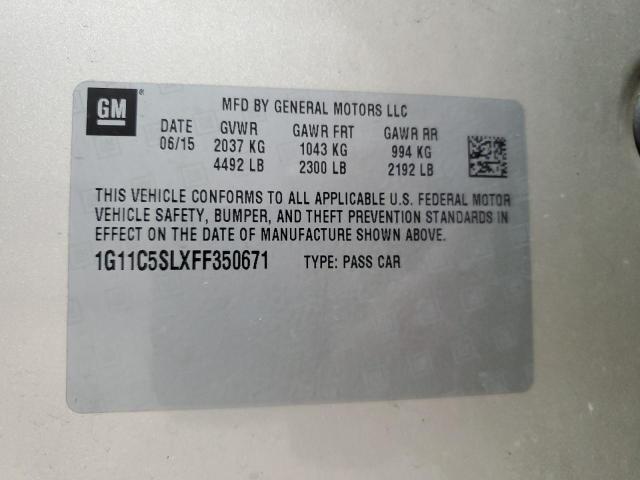 1G11C5SLXFF350671 - 2015 CHEVROLET MALIBU 1LT TAN photo 12