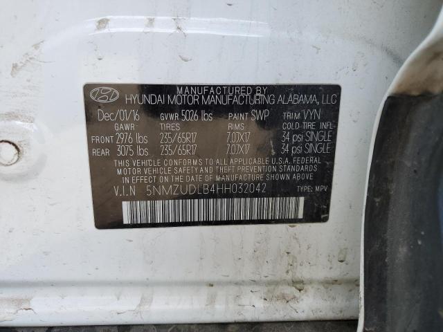 5NMZUDLB4HH032042 - 2017 HYUNDAI SANTA FE SPORT 白色 照片 12