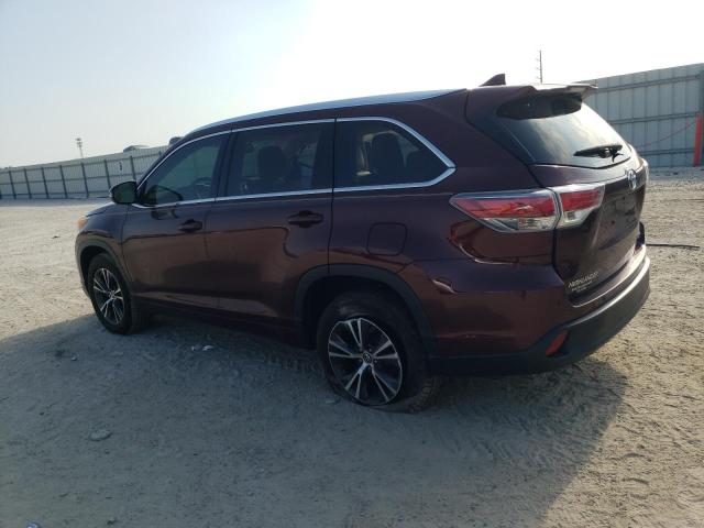 5TDKKRFH4GS175184 - 2016 TOYOTA HIGHLANDER XLE MAROON photo 2