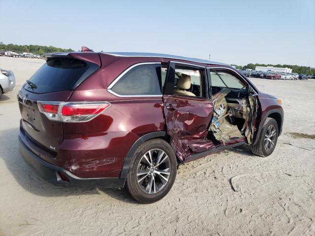 5TDKKRFH4GS175184 - 2016 TOYOTA HIGHLANDER XLE MAROON photo 3