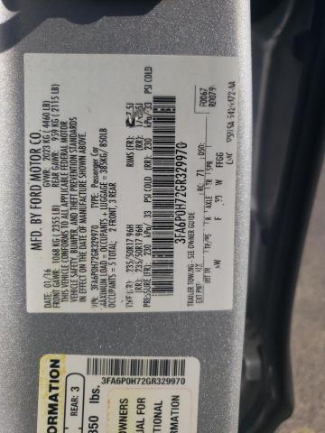 3FA6P0H72GR329970 - 2016 FORD FUSION SE SILVER photo 12