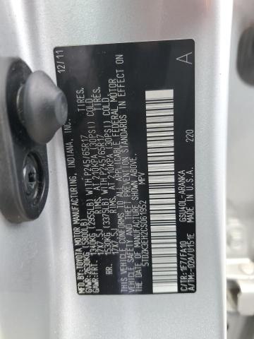 5TDZK3EH2CS061952 - 2012 TOYOTA HIGHLANDER BASE Күміс фото 14