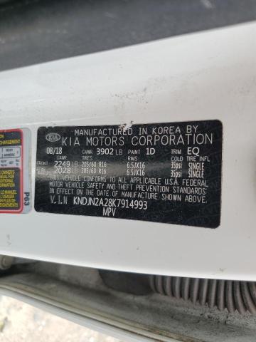 KNDJN2A28K7914993 - 2019 KIA SOUL WHITE photo 12