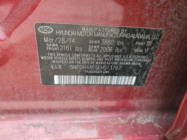 5NPDH4AE5EH513797 - 2014 HYUNDAI ELANTRA SE RED photo 12