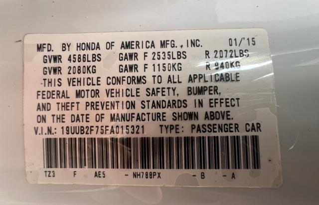 19UUB2F75FA015321 - 2015 ACURA TLX ADVANCE WHITE photo 10