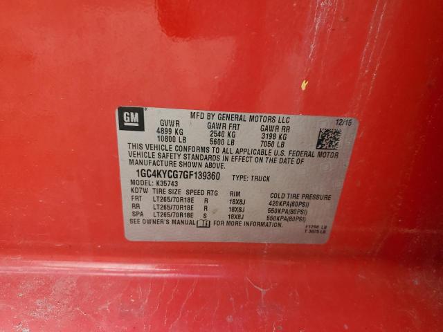 1GC4KYCG7GF139360 - 2016 CHEVROLET SILVERADO K3500 RED photo 12