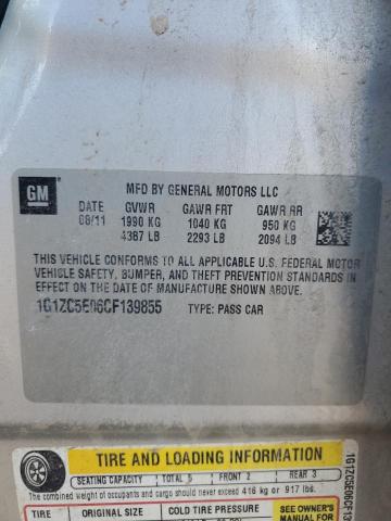 1G1ZC5E06CF139855 - 2012 CHEVROLET MALIBU 1LT SILVER photo 12