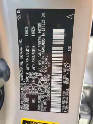 5TDKKRFH7GS126786 - 2016 TOYOTA HIGHLANDER XLE TAN photo 13