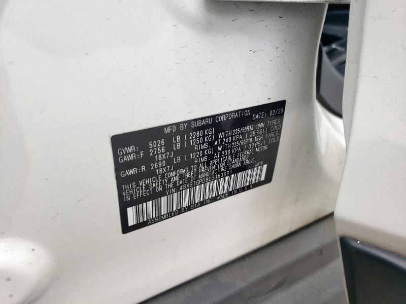 4S4BTGPD8L3183681 - 2020 SUBARU OUTBACK TOURING LDL Սպիտակ լուսանկար 14