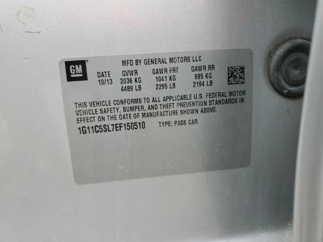 1G11C5SL7EF150510 - 2014 CHEVROLET MALIBU 1LT SILVER photo 12