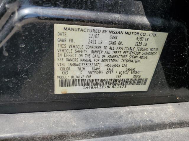 1N4BA41E58C821473 - 2008 NISSAN MAXIMA SE BLACK photo 12