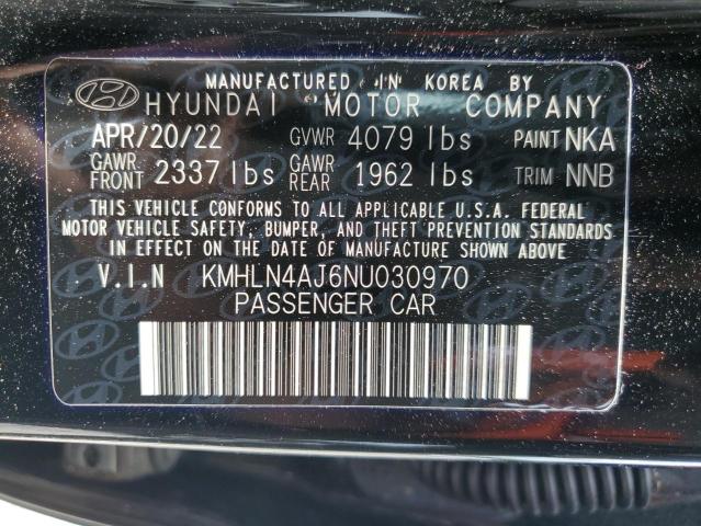 KMHLN4AJ6NU030970 - 2022 HYUNDAI ELANTRA LIMITED BLACK photo 13