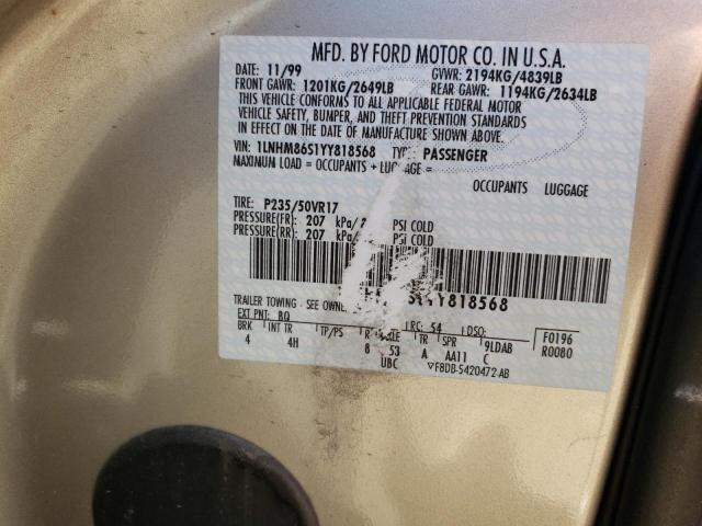 1LNHM86S1YY818568 - 2000 LINCOLN LS Qəhvəyi foto 12