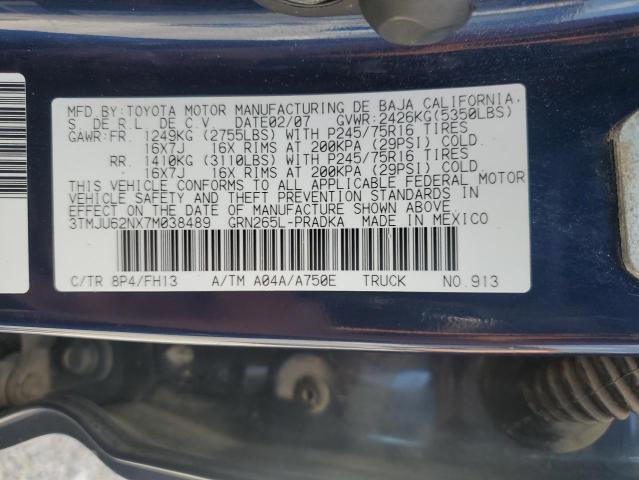 3TMJU62NX7M038489 - 2007 TOYOTA TACOMA DOUBLE CAB PRERUNNER BLUE photo 12