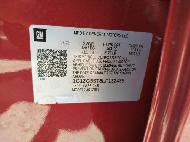 1G1ZG5ST8LF132439 - 2020 CHEVROLET MALIBU RS 红色 照片 12