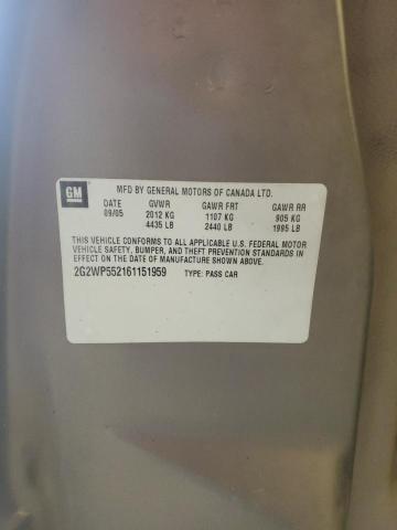 2G2WP552161151959 - 2006 PONTIAC GRAND PRIX 银色 照片 12