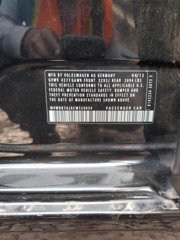 WVWDB7AJ6CW324034 - 2012 VOLKSWAGEN GOLF BLACK photo 12