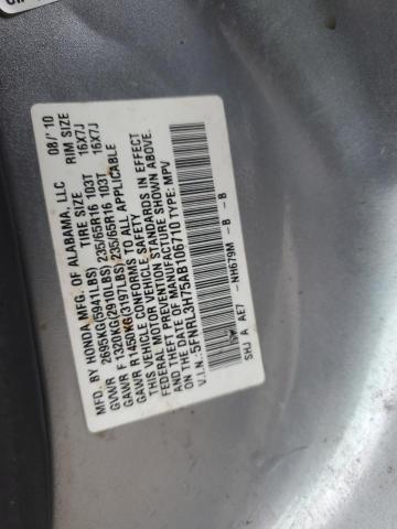 5FNRL3H75AB106710 - 2010 HONDA ODYSSEY EXL GRAY photo 13