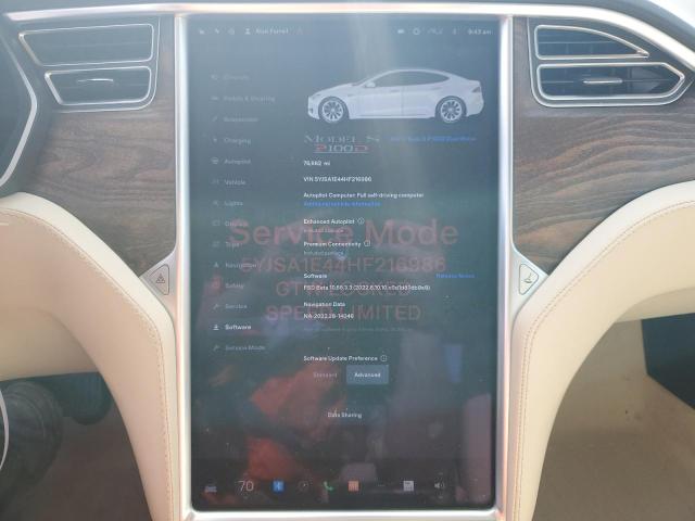 5YJSA1E44HF216986 - 2017 TESLA MODEL S Սպիտակ լուսանկար 9