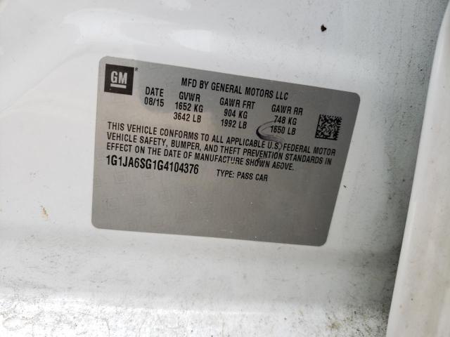 1G1JA6SG1G4104376 - 2016 CHEVROLET SONIC LS თეთრი ფოტო 12