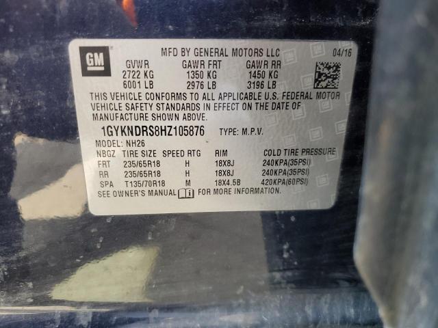 1GYKNDRS8HZ105876 - 2017 CADILLAC XT5 LUXURY ლურჯი ფოტო 13