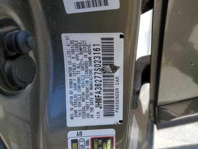 JHMFA36277S023161 - 2007 HONDA CIVIC HYBRID GRAY photo 12