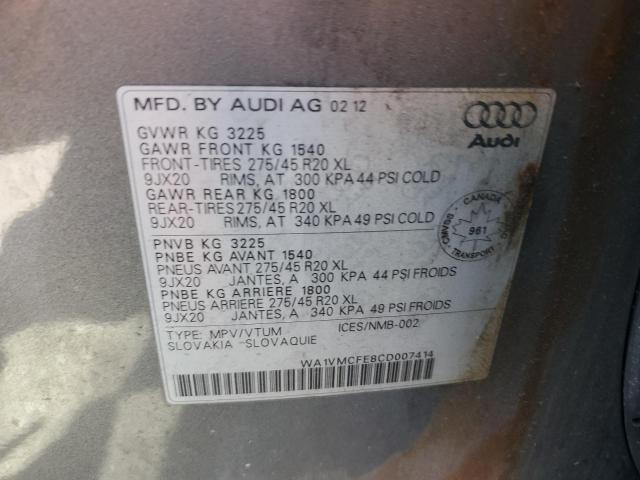 WA1VMCFE8CD007414 - 2012 AUDI Q7 PRESTIGE GRAY photo 13