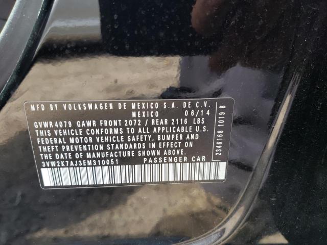 3VW2K7AJ3EM310051 - 2014 VOLKSWAGEN JETTA BASE 黑色 照片 12