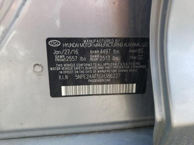 5NPE24AF5GH386227 - 2016 HYUNDAI SONATA SE GRAY photo 12