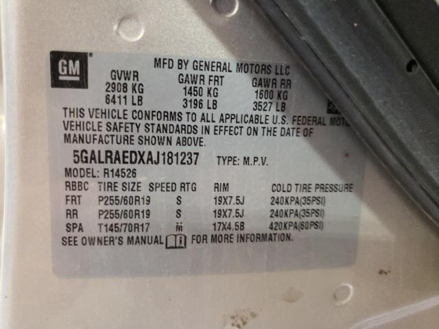 5GALRAEDXAJ181237 - 2010 BUICK ENCLAVE CX TAN photo 13