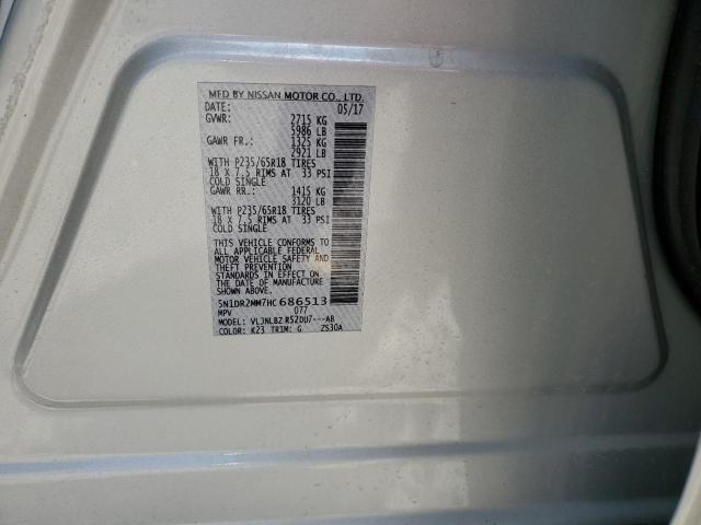 5N1DR2MM7HC686513 - 2017 NISSAN PATHFINDER S 银色 照片 12