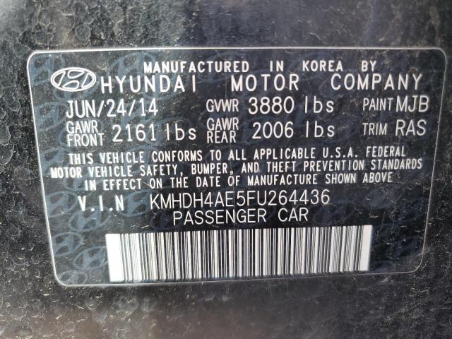 KMHDH4AE5FU264436 - 2015 HYUNDAI ELANTRA SE BLACK photo 12