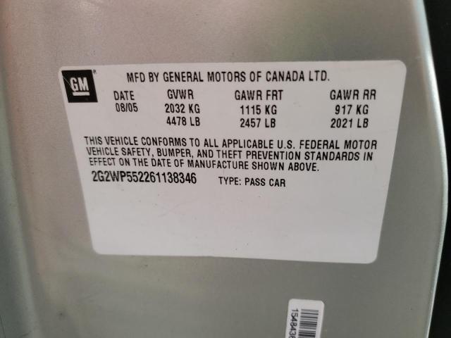 2G2WP552261138346 - 2006 PONTIAC GRAND PRIX 银色 照片 12