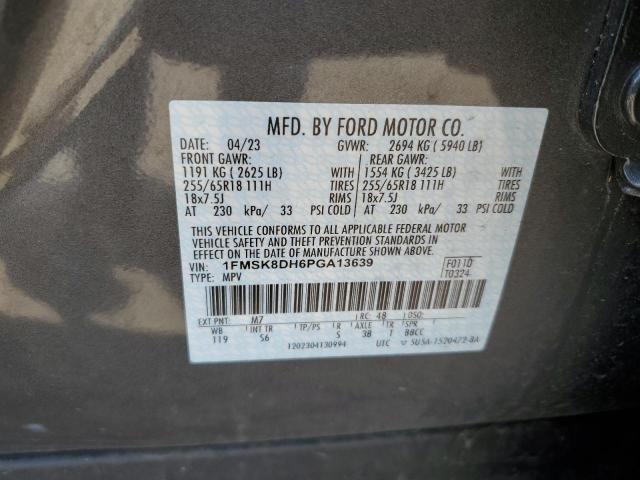 1FMSK8DH6PGA13639 - 2023 FORD EXPLORER XLT GRAY photo 14