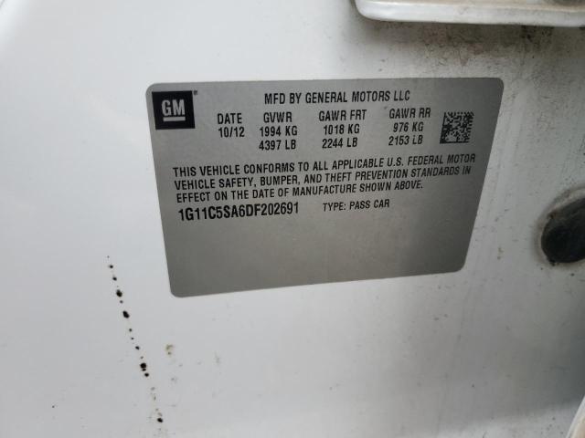 1G11C5SA6DF202691 - 2013 CHEVROLET MALIBU 1LT WHITE photo 13