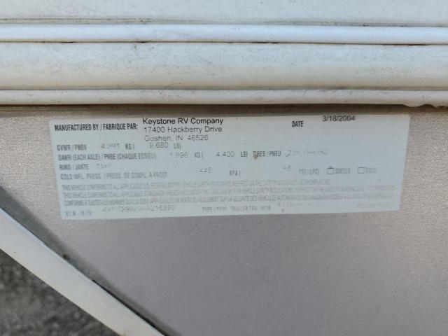 4YDT299294A216393 - 2004 KEYSTONE SPRINTER 白色 照片 10
