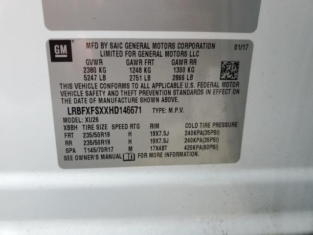 LRBFXFSXXHD146671 - 2017 BUICK ENVISION PREMIUM II WHITE photo 13