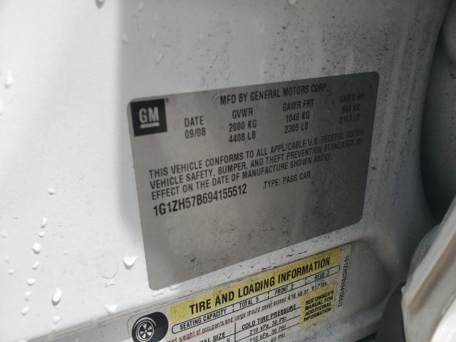 1G1ZH57B694155512 - 2009 CHEVROLET MALIBU 1LT WHITE photo 12