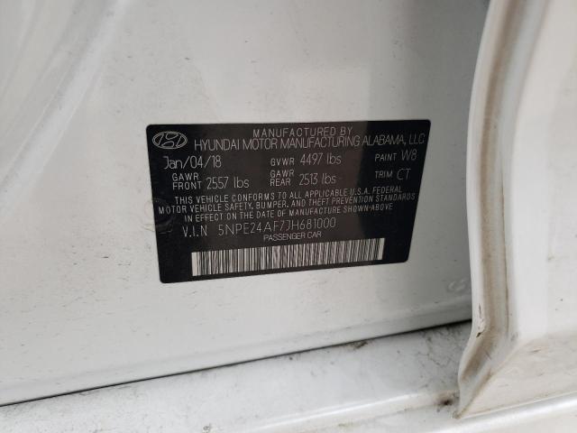 5NPE24AF7JH681000 - 2018 HYUNDAI SONATA SE WHITE photo 12