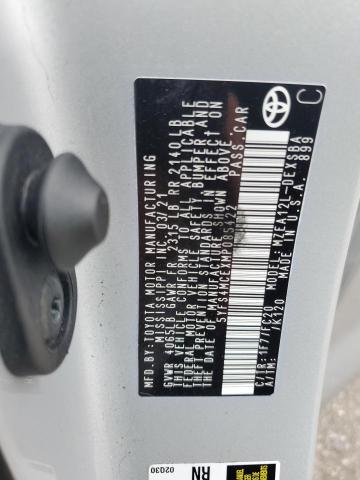 5YFS4MCEXMP085422 - 2021 TOYOTA COROLLA SE SILVER photo 12
