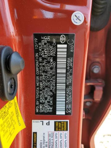 JTND4RBE8L3089480 - 2020 TOYOTA COROLLA SE ORANGE photo 12