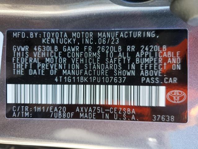 4T1G11BK1PU107637 - 2023 TOYOTA CAMRY SE NIGHT SHADE SILVER photo 13